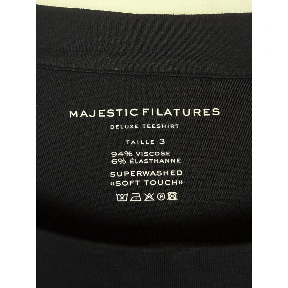 Majestic Filatures 3 Medium Midi T Shirt Dress Black Belted Soft Capsule Minimal